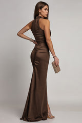 Velvet Sequin Slit Midi Bodycon Dress