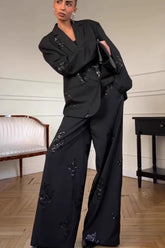 Embroidered Two Piece Blazer Pants Set