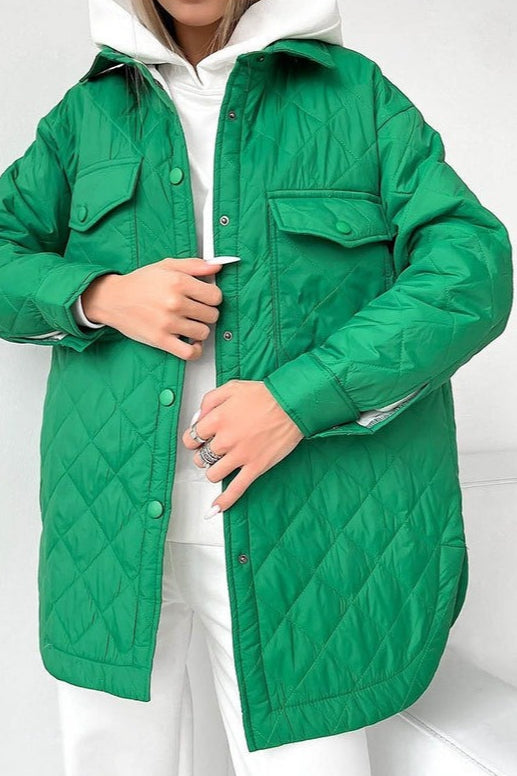 Oversized Longline Diamond Quilted Puffer Jacket