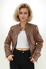 Fitted PU Biker Style Jacket