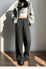 Solid Plush Wool Curved Knit Pants