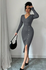 Slim Fit Midi Knit Sweater Dress