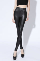 Plus Size Faux Leather High-Rise Stretch Leggings