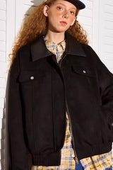 Patchwork Suede Casual Jacket Black / M