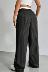 Patchwork Stripe High Waist Straight Pants