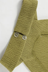 Green Halter Neck Top Pleated Wide Leg Pants Set