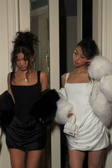 Sexy Corset Lace Up Spaghetti Strap Waist Cinched Mini Dress