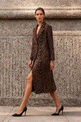 Leopard Print Trench Style Overcoat