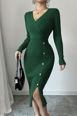 Slim Fit Midi Knit Sweater Dress