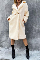 Faux Shearling Double Breasted Overcoat