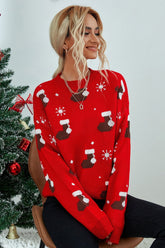 Christmas Sock Snowflake Loose Sweater