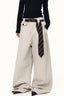 Pleated Tie Detail Wide Leg Draped Pants