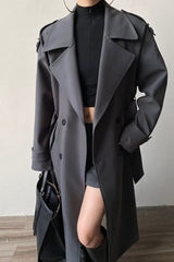 Oversized Lapel Midi Trench Overcoat