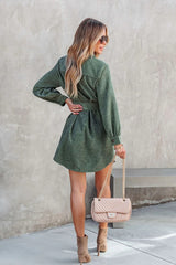 Corduroy Belted Pocket Detail Overcoat