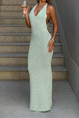 Knitted Spaghetti Strap Sexy Elegant Maxi Dress