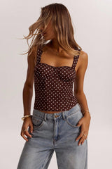 Chic Polka Dot Bustier Sleeveless Tank Top
