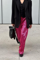 Casual Sequin Wide Leg Loose Pants