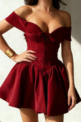 Low Cut Velvet Bow Midi Dress