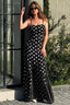Black Polka Dot Contrast Patchwork Fitted Maxi Dress