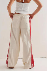 Side Stripe Airy Casual Wide Leg Sweat Pants