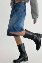Blue High Waist Wide Leg Denim Shorts