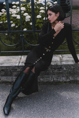 Long Sleeve Button Sweater Dress