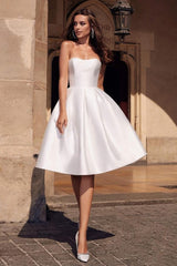 Solid A-line Cocktail Dress XS / White