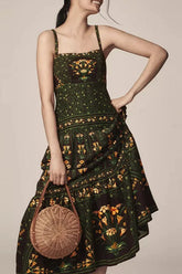 Ethnic Vintage Print A Line Boho Dres