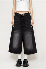 Cropped Wide Leg Vintage Distressed Jeans