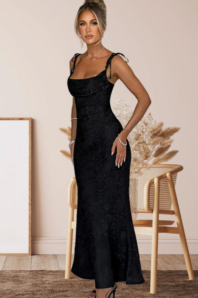 Solid Sash Backless Mermaid Formal Dress