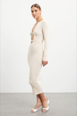 Deep V Hollow Out Knit Sweater Dress