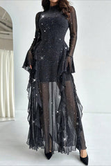 Elegant Ruffled Mermaid Maxi Dress