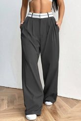 Contrast Comfort Relaxed Wide Leg Pants