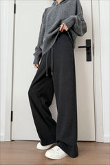 Plush Wool Draped Wide Leg Knit Pants