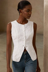 V Neck Single Breated Vintage Waistcoat Tank Top