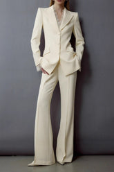 Beige Lace Waist Blazer