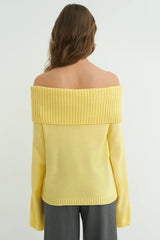 Solid Color Off Shoulder Knitted Sweater