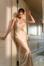 Solid Satin Evening Maxi Dress S / Champagne