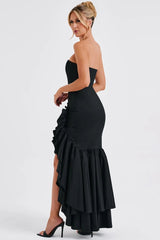 Strapless High Slit Backless Bodycon Slim Fit Elegant Prom Dress