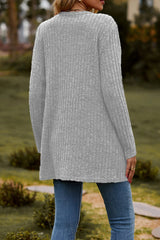Brushed Ribbed Long Sleeve Cardigan