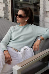 Relaxed Fit Herringbone Knit Sweater