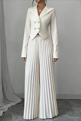 Tailored Pleated Two Piece Blazer Pants Set