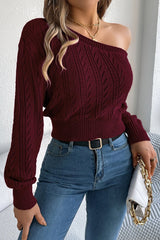 Off Shoulder Knit Pullover Sweater