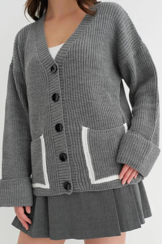 Color Block Pocket Cardigan