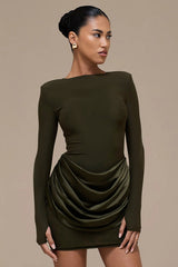 Solid Color Ruched Bodycon Dress