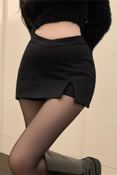 High Waist Plus Size Split Hot Girl A-Line Mini Skirt