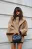 Batwing Sleeve Wool Blend Coat Brown / S coats