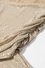 Sequin Sash Strapless Gown Dress