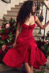 Side Slit Spaghetti Strap Romantic Prom Dress