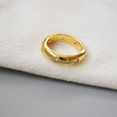 Polished Brass 18K Gold Zirconia Index Ring